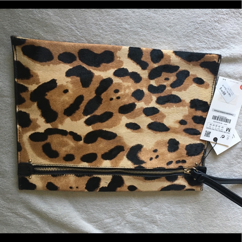 Leopard Suede/Leather Zara Clutch